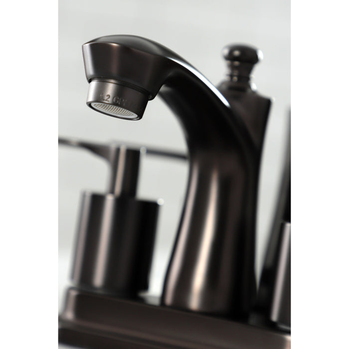 Kingston Brass FB7625SVL Two-Handle 3-Hole Deck Mount 4" Centerset Bathroom Faucet with Retail Pop-Up in Oil Rubbed Bronze