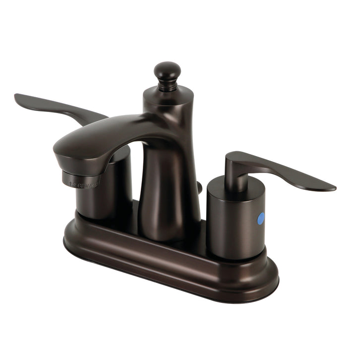 Kingston Brass FB7625SVL Two-Handle 3-Hole Deck Mount 4" Centerset Bathroom Faucet with Retail Pop-Up in Oil Rubbed Bronze