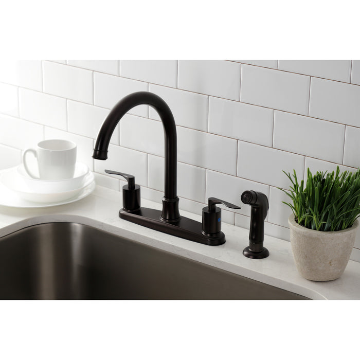 Kingston Brass FB7795SVLSP Serena Centerset Kitchen Faucet with Plastic Sprayer, Oil Rubbed Bronze