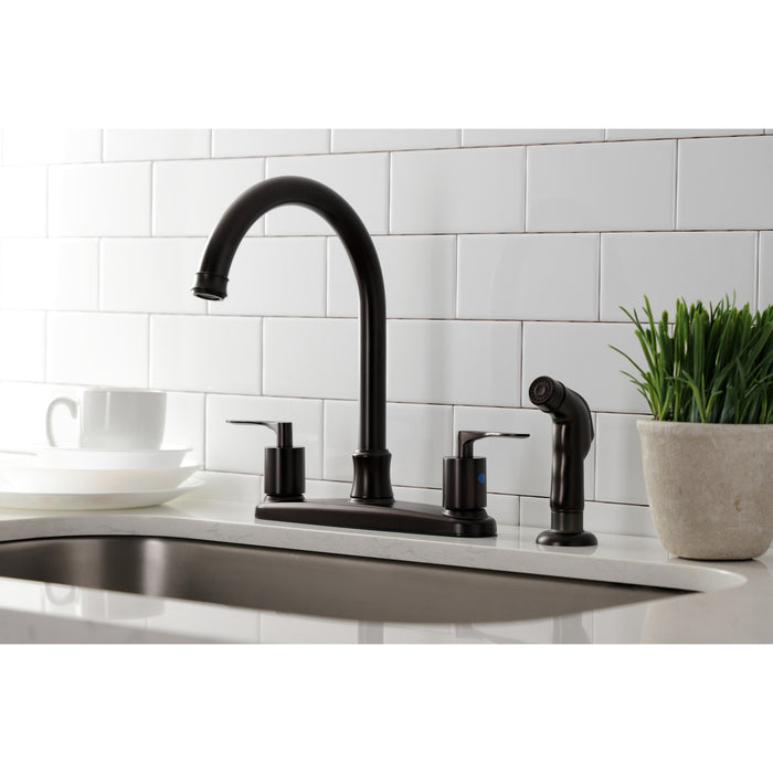 Kingston Brass FB7795SVLSP Serena Centerset Kitchen Faucet with Plastic Sprayer, Oil Rubbed Bronze