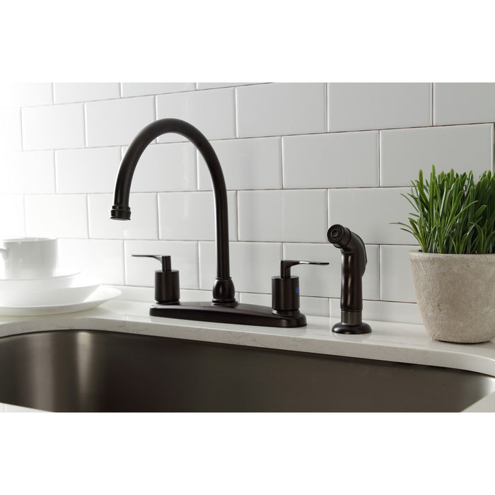 Kingston Brass FB795SVLSP Serena Centerset Kitchen Faucet with Plastic Sprayer, Oil Rubbed Bronze