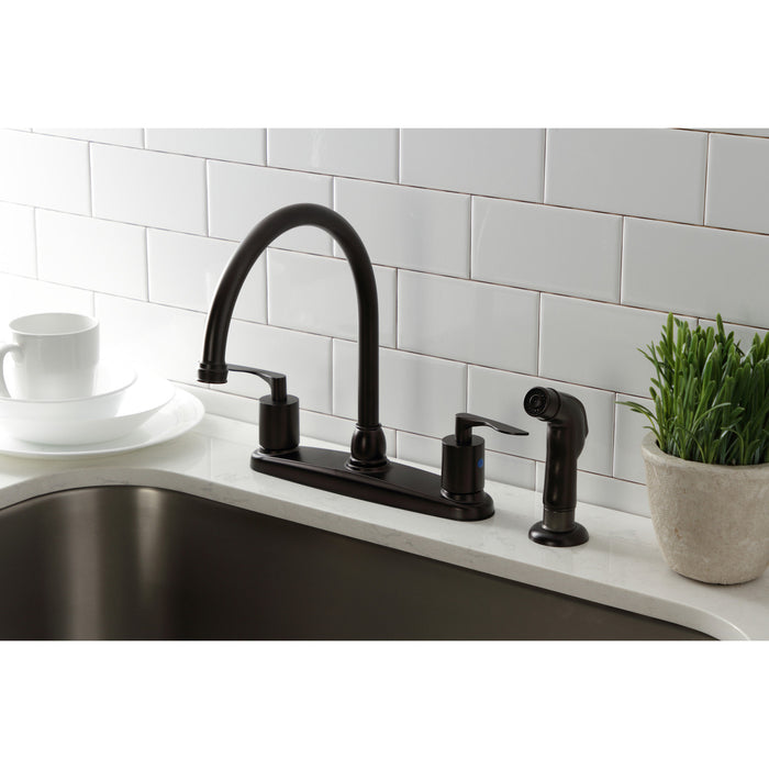 Kingston Brass FB795SVLSP Serena Centerset Kitchen Faucet with Plastic Sprayer, Oil Rubbed Bronze