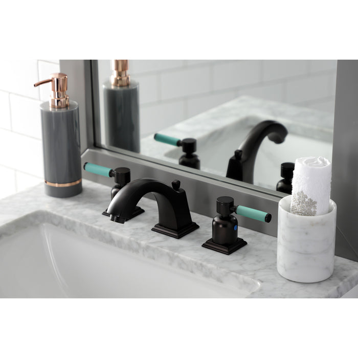 Kingston Brass FSC4685DKL Kaiser Widespread Bathroom Faucet with Pop-Up Drain, Oil Rubbed Bronze