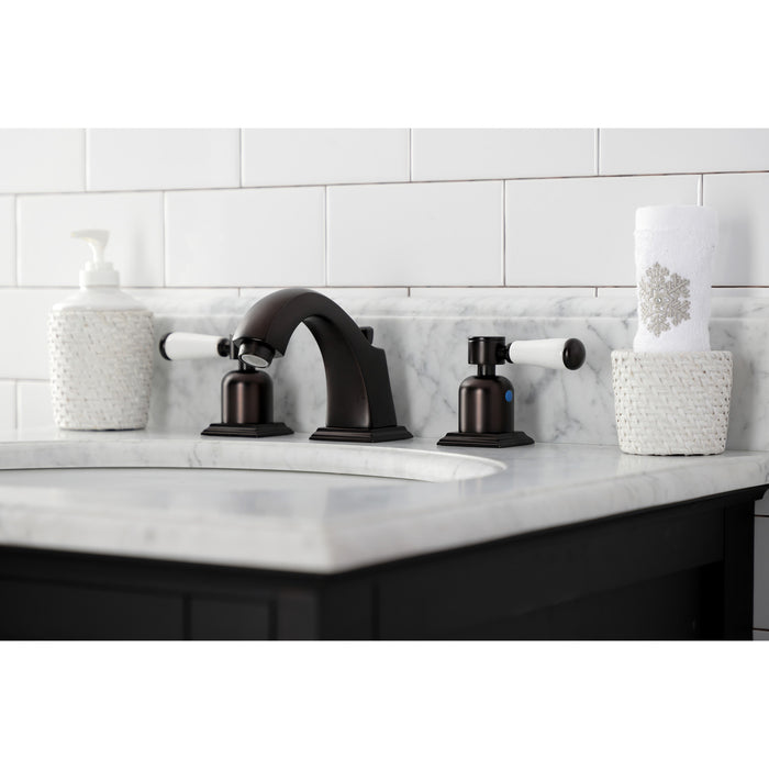 Kingston Brass FSC4685DPL Paris Widespread Bathroom Faucet with Pop-Up Drain, Oil Rubbed Bronze