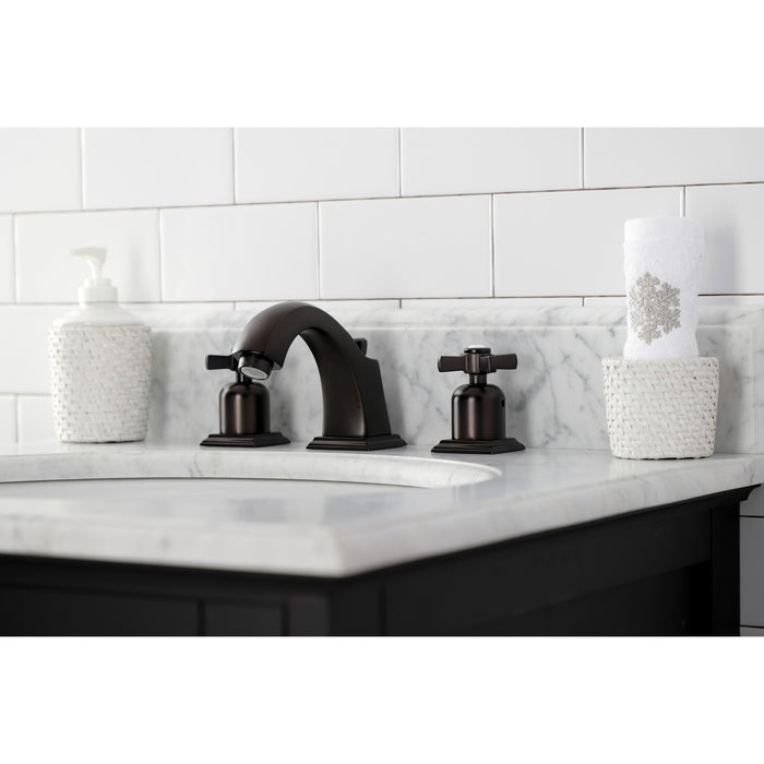 Kingston Brass FSC4685ZX Millennium Widespread Bathroom Faucet with Pop-Up Drain, Oil Rubbed Bronze