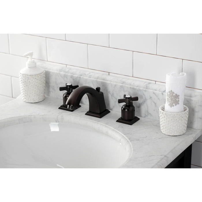 Kingston Brass FSC4685ZX Millennium Widespread Bathroom Faucet with Pop-Up Drain, Oil Rubbed Bronze