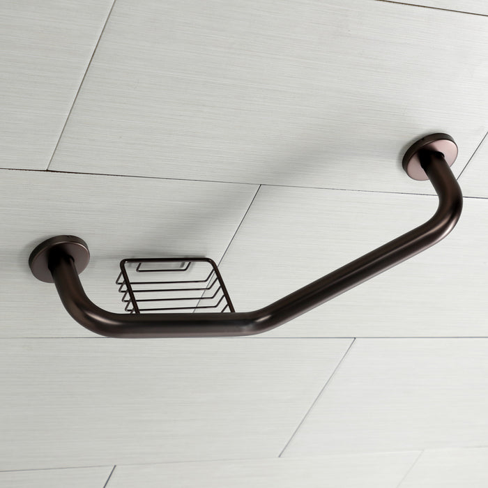 Kingston Brass GBS141012CS5 Meridian 10" x 12" Angled Grab Bar with Soap Holder, Oil Rubbed Bronze