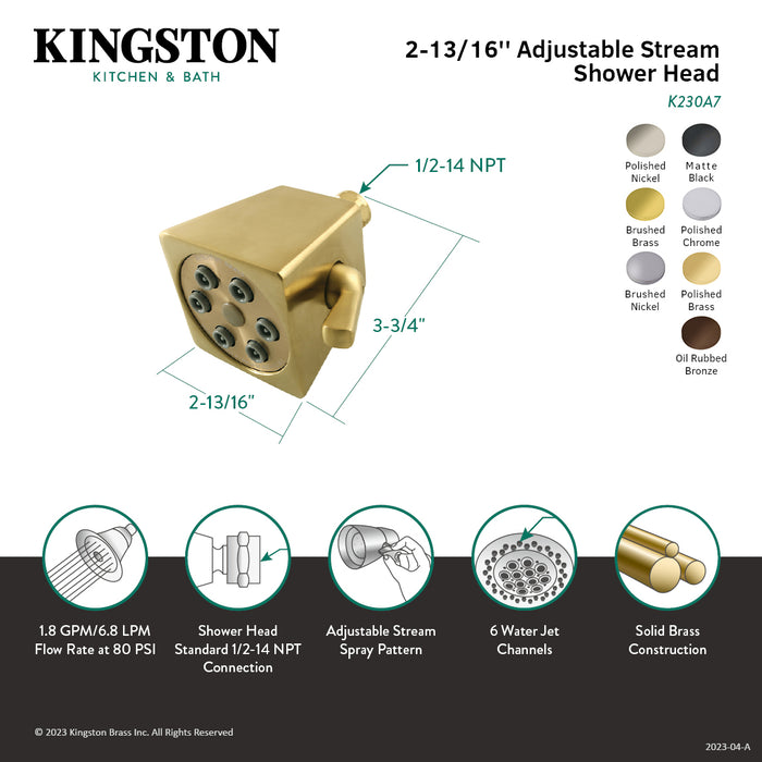 Kingston Brass K230A5 Monarch 2.8" Brass Square Shower Head, Oil Rubbed Bronze