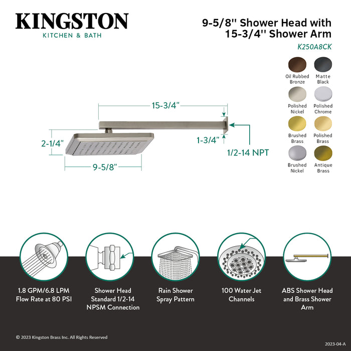 Kingston Brass K250A5CK Shower Scape 9-5/8" Square Shower Head with Shower Arm, Oil Rubbed Bronze