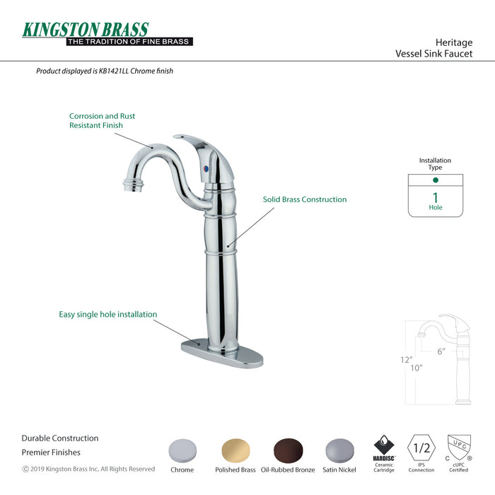 Kingston Brass KB1425LL Vessel Sink Faucet, Oil Rubbed Bronze