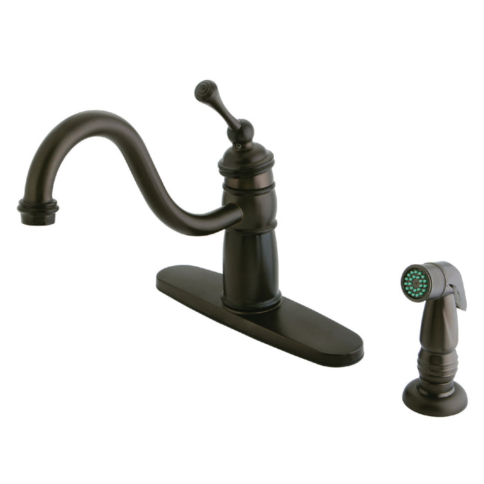 Kingston Brass KB1575BLSP Victoran Mono Deck Mount Kitchen Faucet, Oil Rubbed Bronze