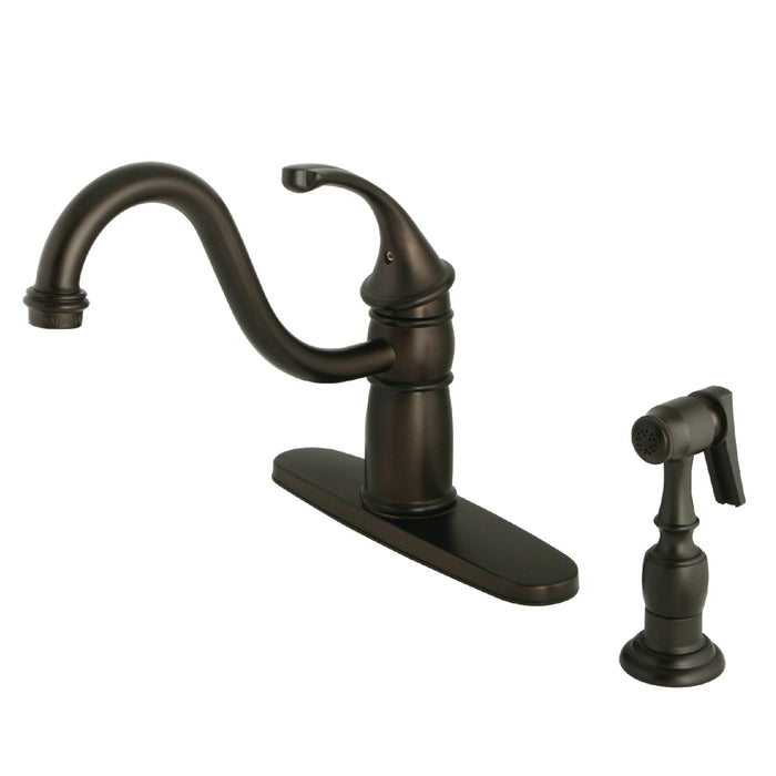 Kingston Brass KB1575GLBS Georgian 8" Centerset Kitchen Faucet with Brass Sprayer, Oil Rubbed Bronze