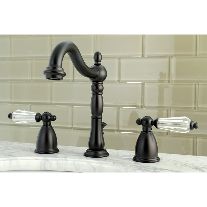 Kingston Brass KB1975WLL Wilshire Widespread Bathroom Faucet with Plastic Pop-Up, Oil Rubbed Bronze