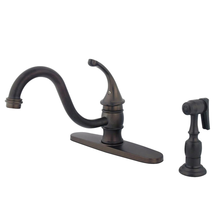 Kingston Brass KB3575GLBS Georgian 8" Centerset Kitchen Faucet with Brass Sprayer, Oil Rubbed Bronze