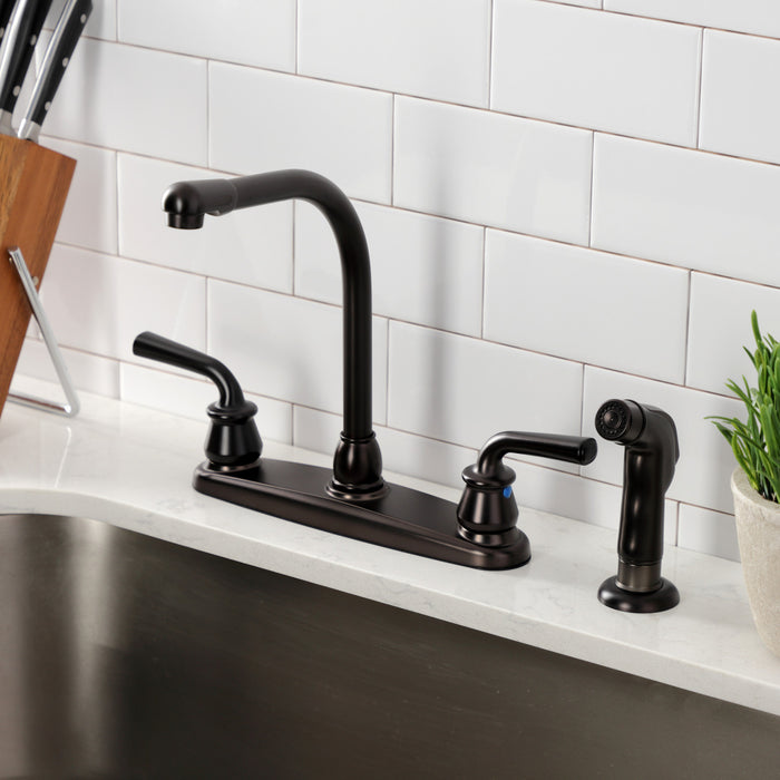 Kingston Brass KB715RXLSP Restoration 8-Inch Centerset Kitchen Faucet with Side Sprayer, Oil Rubbed Bronze