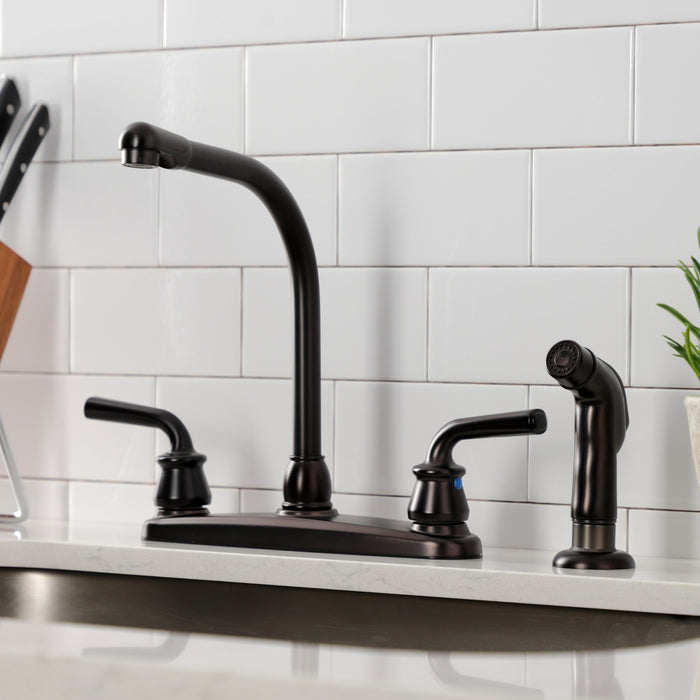 Kingston Brass KB715RXLSP Restoration 8-Inch Centerset Kitchen Faucet with Side Sprayer, Oil Rubbed Bronze