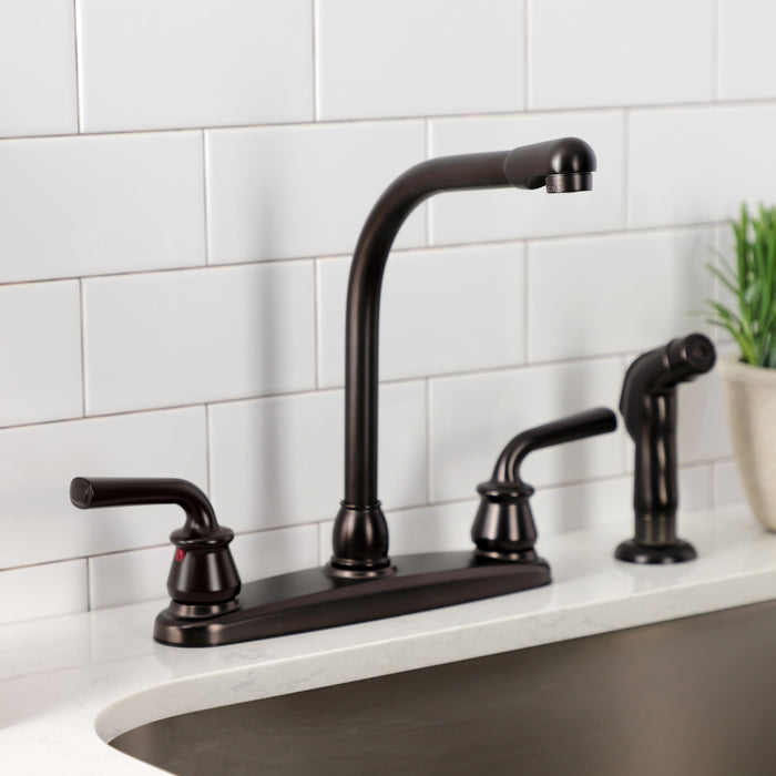 Kingston Brass KB715RXLSP Restoration 8-Inch Centerset Kitchen Faucet with Side Sprayer, Oil Rubbed Bronze