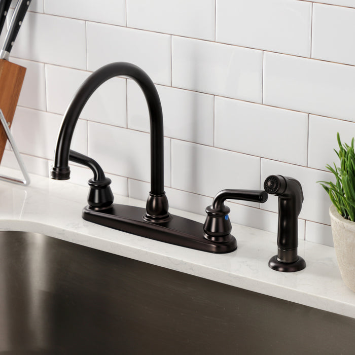 Kingston Brass KB725RXLSP Restoration 8-Inch Centerset Kitchen Faucet with Side Sprayer, Oil Rubbed Bronze