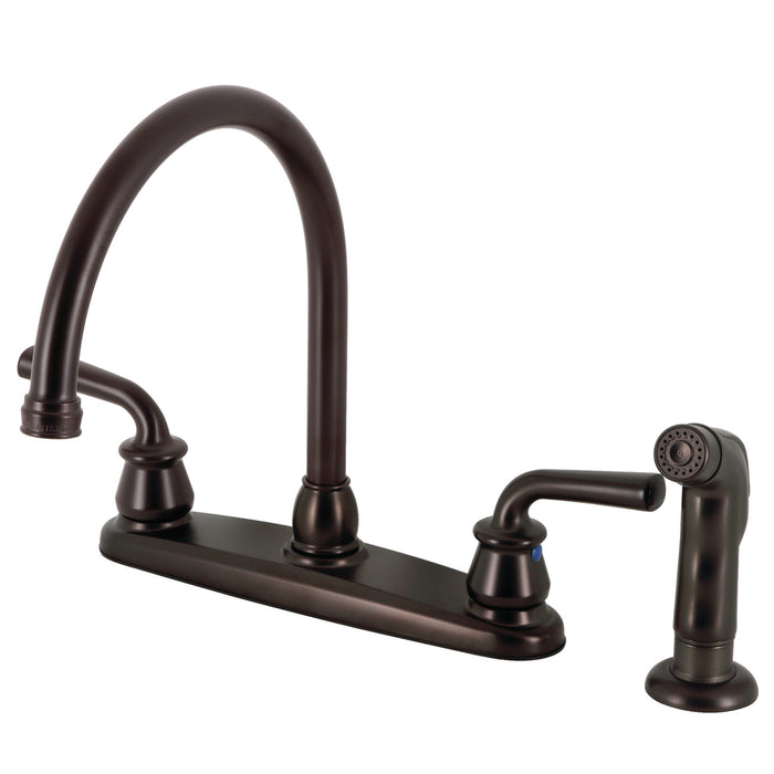 Kingston Brass KB725RXLSP Restoration 8-Inch Centerset Kitchen Faucet with Side Sprayer, Oil Rubbed Bronze