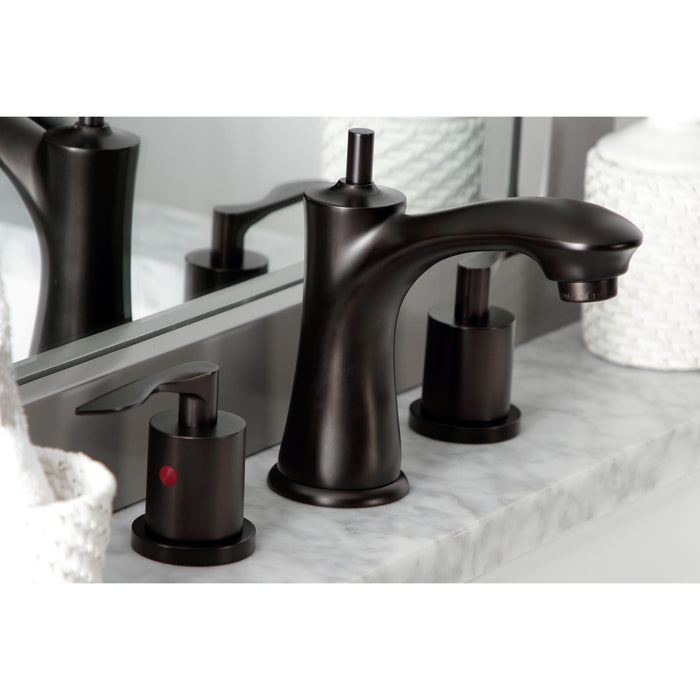 Kingston Brass KB7965SVL Two-Handle 3-Hole Deck Mount Widespread Bathroom Faucet with Pop-Up Drain in Oil Rubbed Bronze