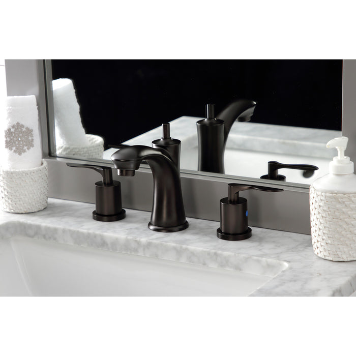 Kingston Brass KB7965SVL Two-Handle 3-Hole Deck Mount Widespread Bathroom Faucet with Pop-Up Drain in Oil Rubbed Bronze