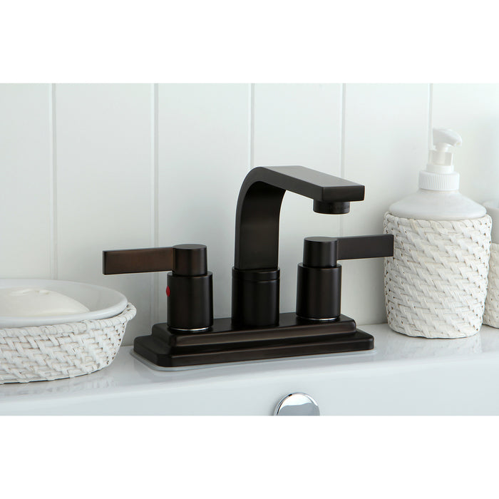 Kingston Brass KB8465NDL NuvoFusion 4 in. Centerset Bathroom Faucet with Push Pop-Up, Oil Rubbed Bronze