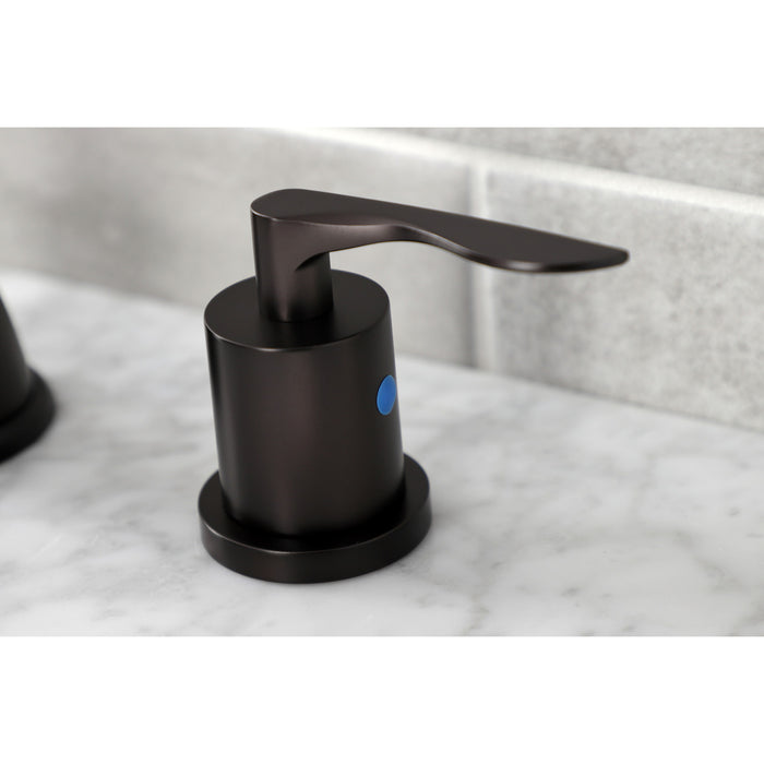 Kingston Brass KB8965SVL Two-Handle 3-Hole Deck Mount Widespread Bathroom Faucet with Pop-Up Drain in Oil Rubbed Bronze