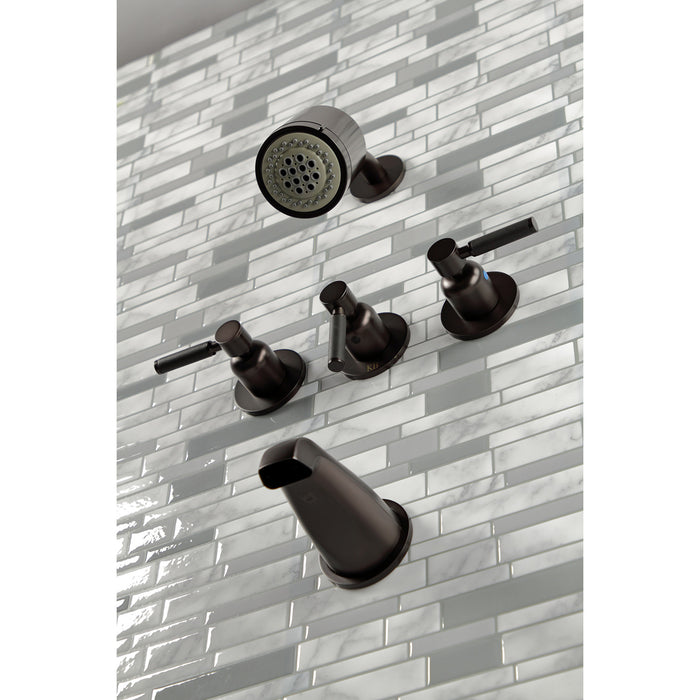 Kingston Brass KBX8135DKL Kaiser Three-Handle Tub and Shower Faucet, Oil Rubbed Bronze