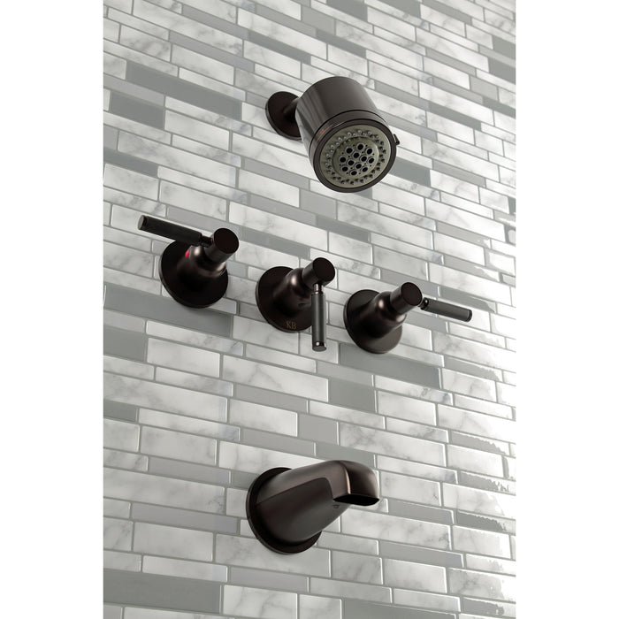 Kingston Brass KBX8135DKL Kaiser Three-Handle Tub and Shower Faucet, Oil Rubbed Bronze