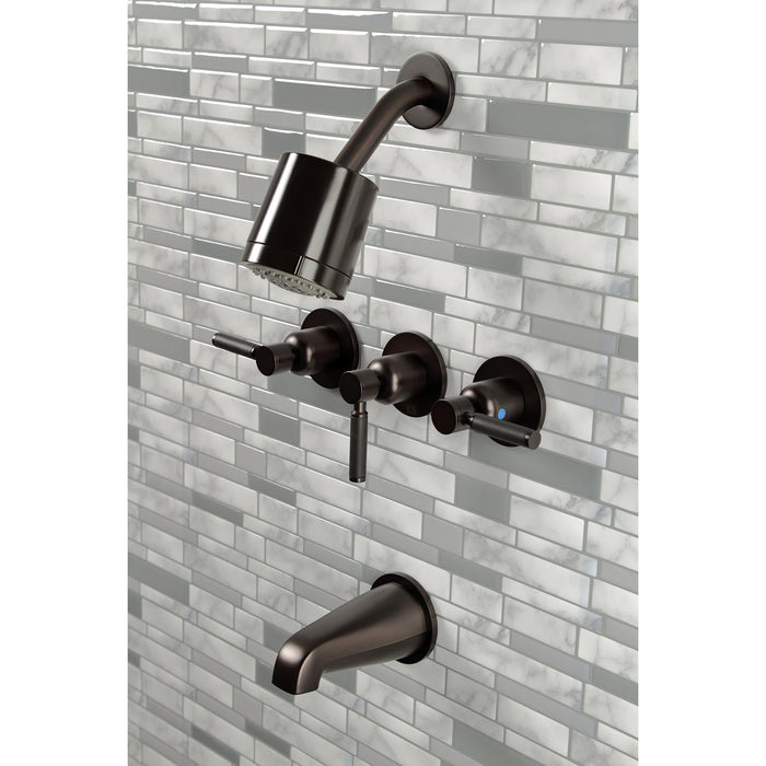 Kingston Brass KBX8135DKL Kaiser Three-Handle Tub and Shower Faucet, Oil Rubbed Bronze