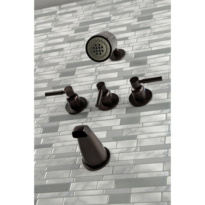 Kingston Brass KBX8135DL Concord Three-Handle Tub and Shower Faucet, Oil Rubbed Bronze