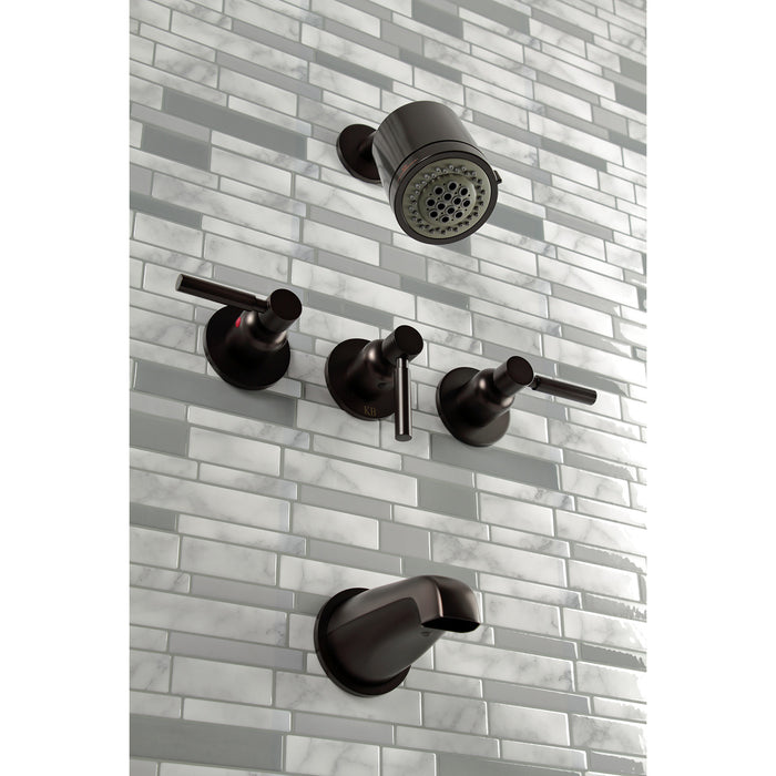 Kingston Brass KBX8135DL Concord Three-Handle Tub and Shower Faucet, Oil Rubbed Bronze