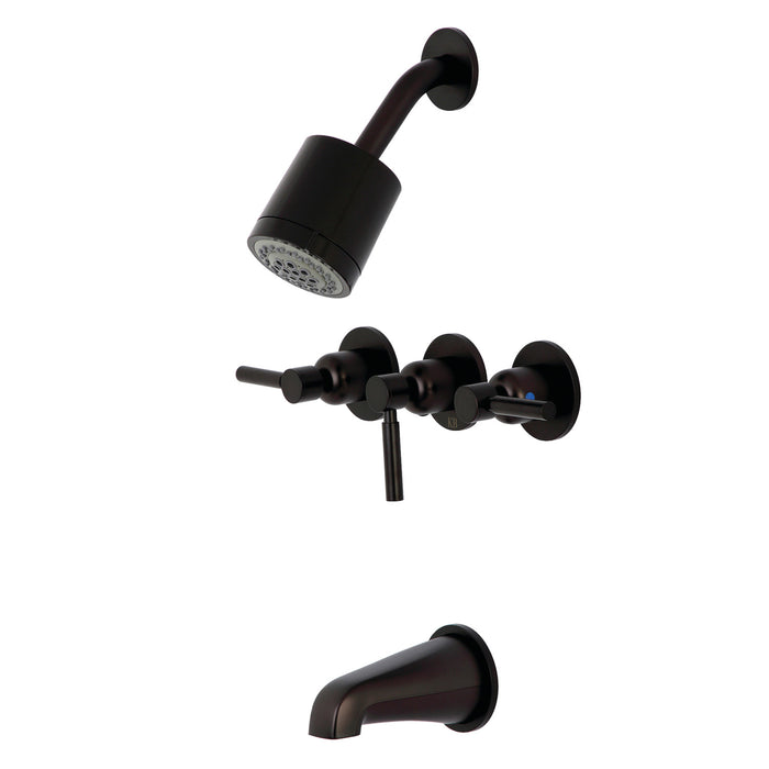 Kingston Brass KBX8135DL Concord Three-Handle Tub and Shower Faucet, Oil Rubbed Bronze