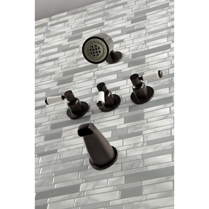 Kingston Brass KBX8135DPL Paris Triple-Handle Tub and Shower Faucet, Oil Rubbed Bronze