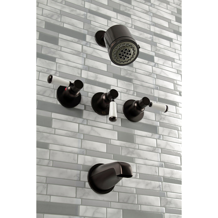 Kingston Brass KBX8135DPL Paris Triple-Handle Tub and Shower Faucet, Oil Rubbed Bronze