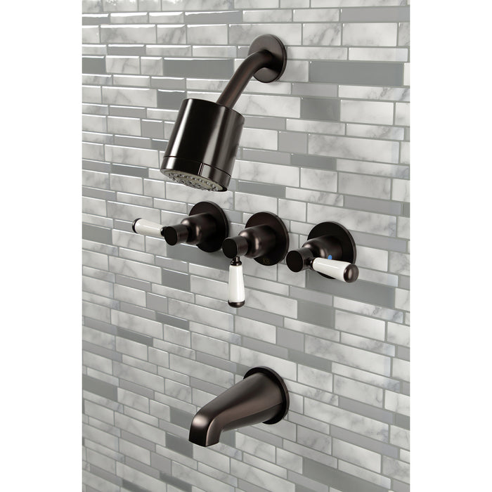 Kingston Brass KBX8135DPL Paris Triple-Handle Tub and Shower Faucet, Oil Rubbed Bronze