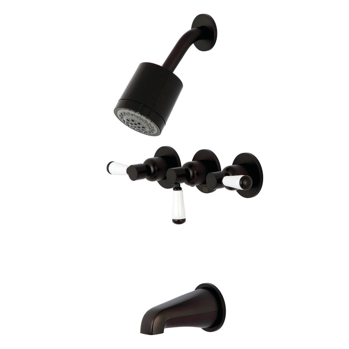 Kingston Brass KBX8135DPL Paris Triple-Handle Tub and Shower Faucet, Oil Rubbed Bronze