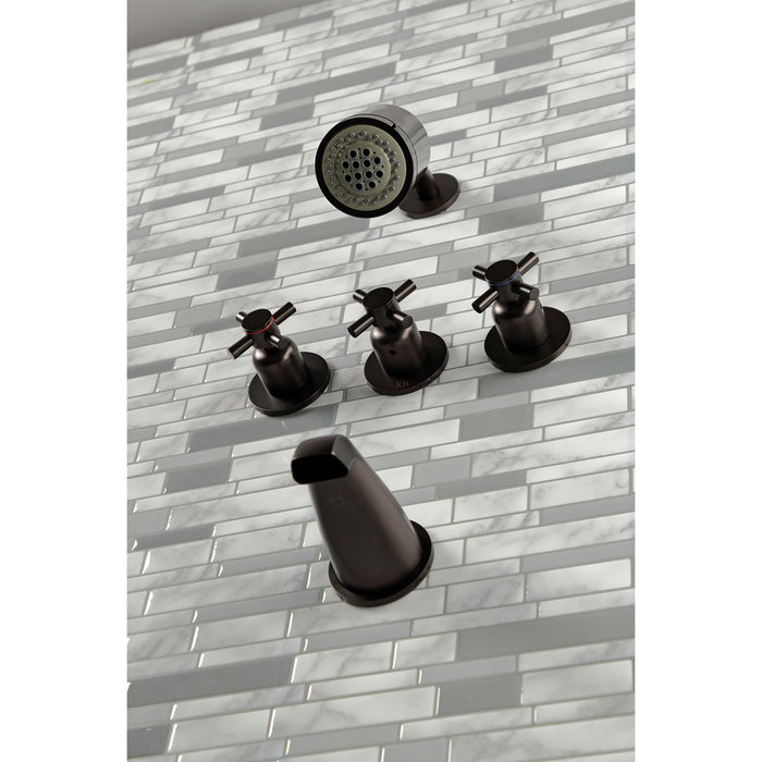 Kingston Brass KBX8135DX Concord Three-Handle Tub and Shower Faucet, Oil Rubbed Bronze