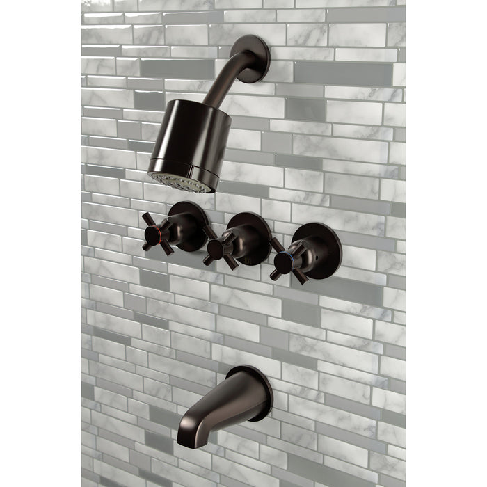 Kingston Brass KBX8135DX Concord Three-Handle Tub and Shower Faucet, Oil Rubbed Bronze