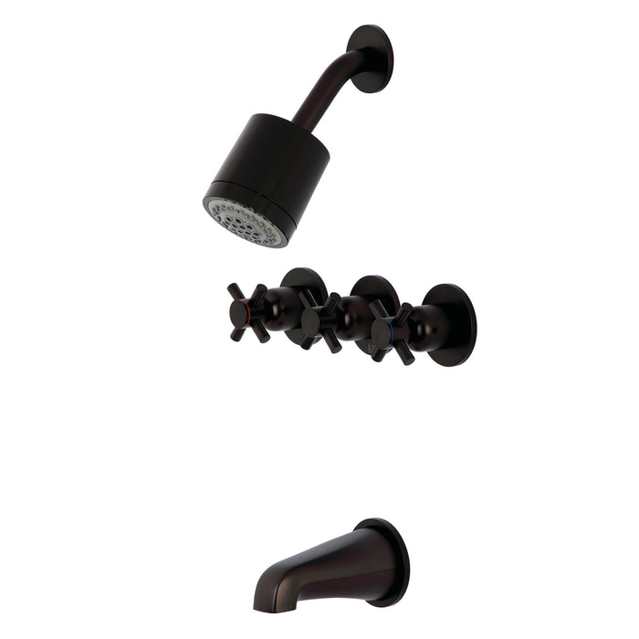 Kingston Brass KBX8135DX Concord Three-Handle Tub and Shower Faucet, Oil Rubbed Bronze