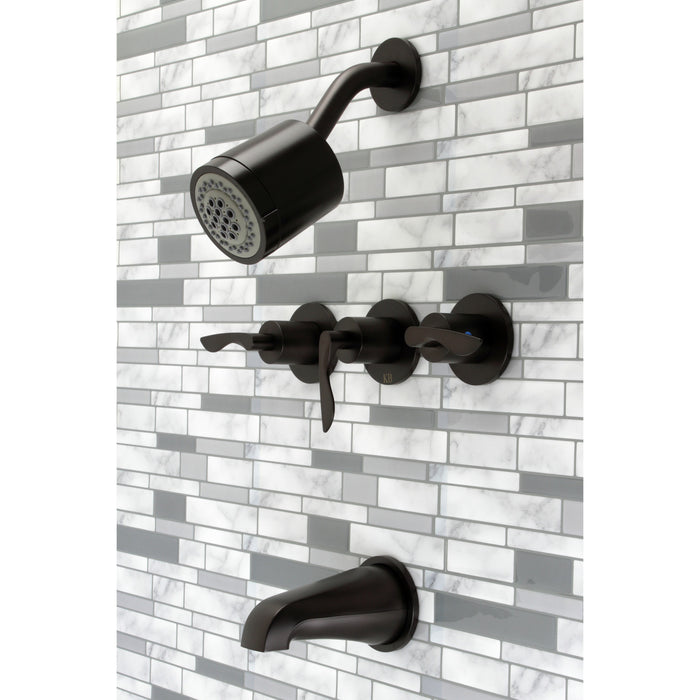 Kingston Brass KBX8135SVL Serena Three-Handle Tub and Shower Faucet, Oil Rubbed Bronze