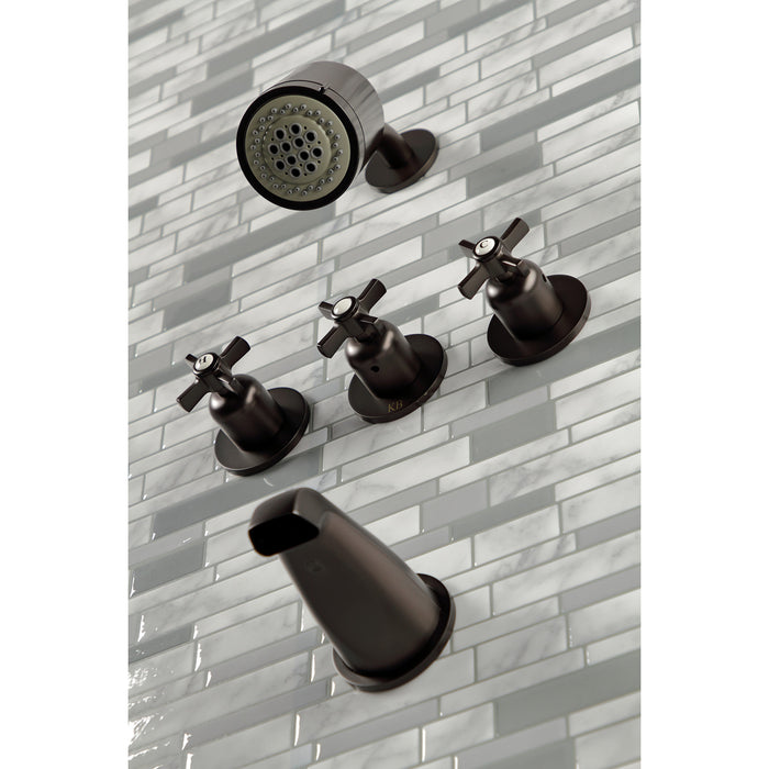 Kingston Brass KBX8135ZX Millennium Three-Handle Tub and Shower Faucet, Oil Rubbed Bronze