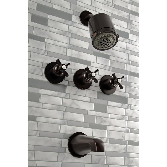 Kingston Brass KBX8135ZX Millennium Three-Handle Tub and Shower Faucet, Oil Rubbed Bronze