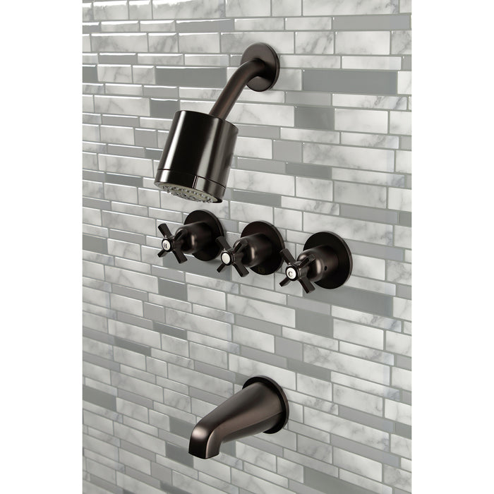 Kingston Brass KBX8135ZX Millennium Three-Handle Tub and Shower Faucet, Oil Rubbed Bronze