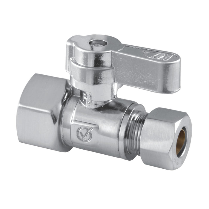 Kingston Brass KF4315 1/2" FIP x 3/8" OD Comp Straight Stop Valve, Polished Chrome