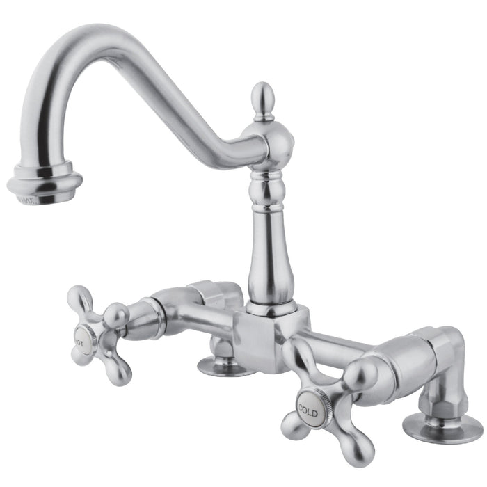 Kingston Brass KS1141AX Heritage Two-Handle Bridge Kitchen Faucet, Polished Chrome