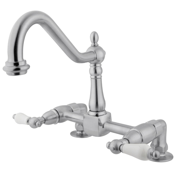 Kingston Brass KS1141PL Heritage Two-Handle Bridge Kitchen Faucet, Polished Chrome