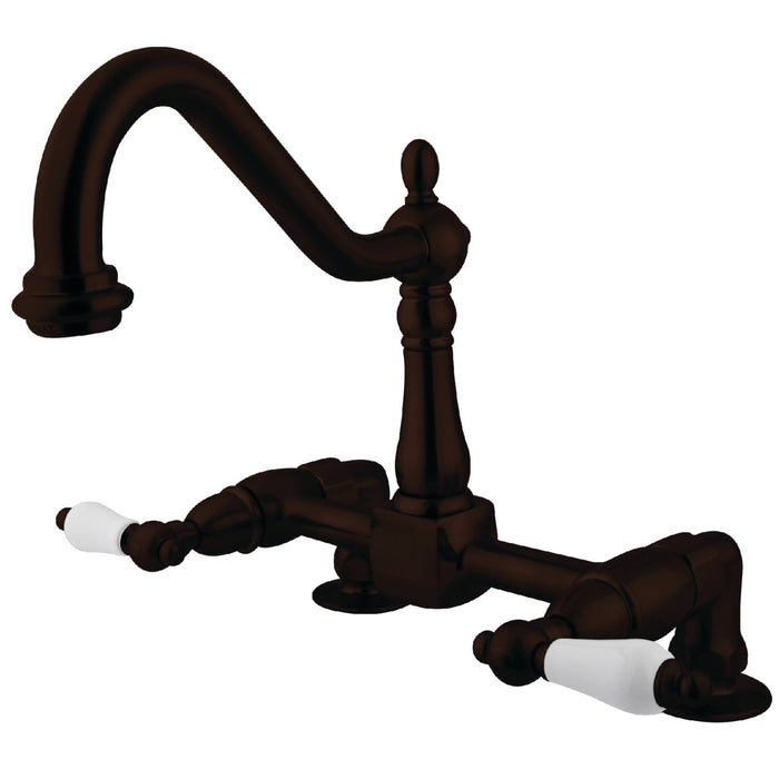 Kingston Brass KS1145PL Heritage Two-Handle Bridge Kitchen Faucet, Oil Rubbed Bronze