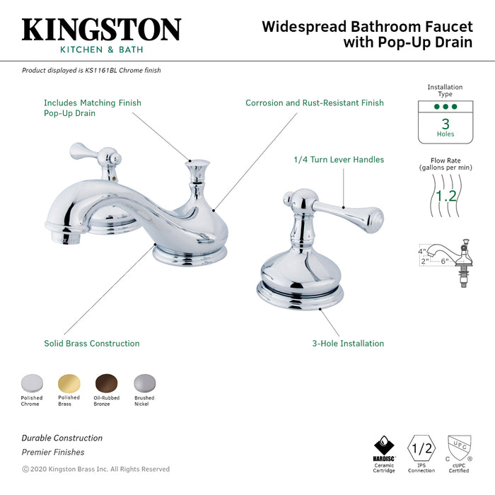 Kingston Brass KS1165BL 8 in. Widespread Bathroom Faucet, Oil Rubbed Bronze