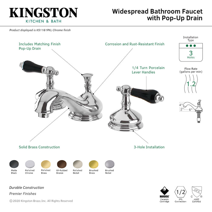 Kingston Brass KS1165PKL Duchess Widespread Bathroom Faucet with Brass Pop-Up, Oil Rubbed Bronze